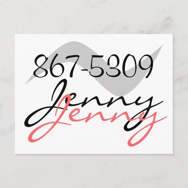 Postcard Retro Jenny 867-5309 for a good time call (Front)
