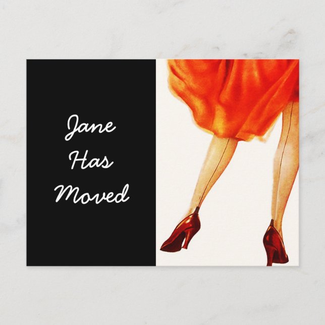 Postcard Retro Marilyn Red Dress Moved New Address (Front)