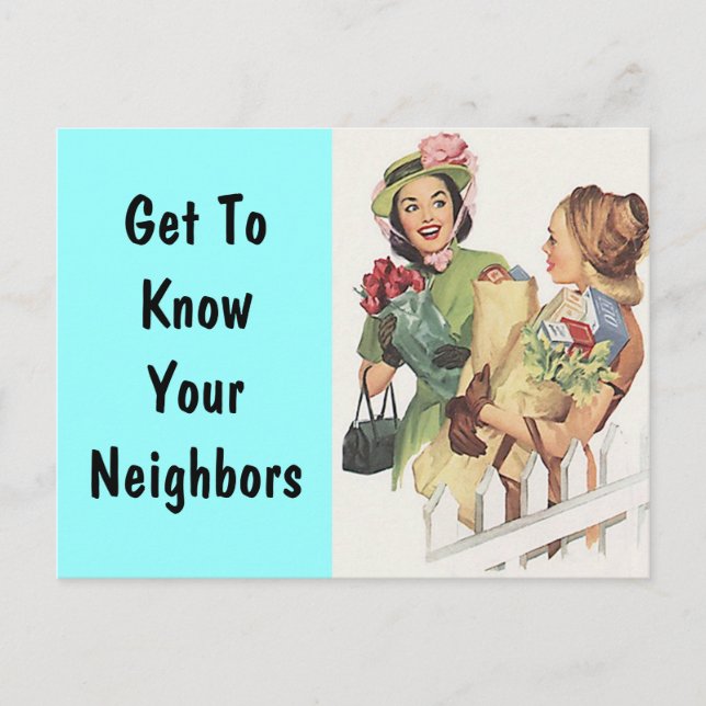 Postcard  Retro Neighborhood Social Block Party PC (Front)