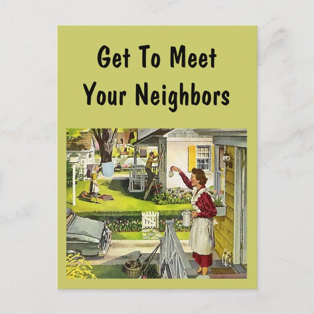 Postcard  Retro Neighborhood Social Block Party PC (Front)