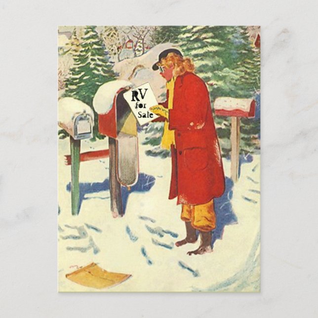 Postcard Retro Planning RV Camping Trip Vacation (Front)