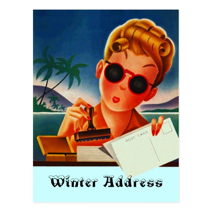 Postcard Retro Vacation Contact or Winter Address