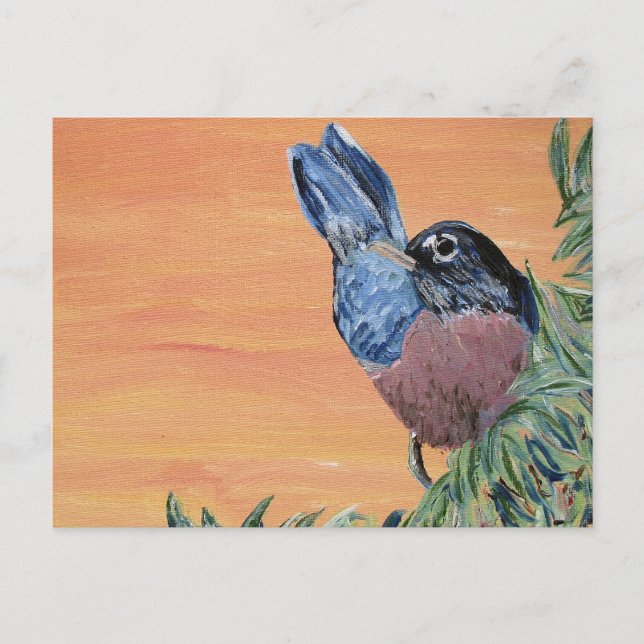 Postcard - Robin Acrylic Painting (Front)