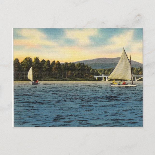 Postcard Sail boats on lake Hamilton,  Arkansas (Front)
