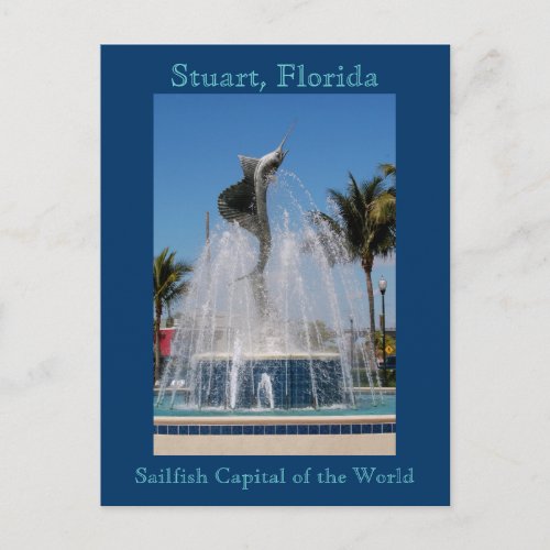 Postcard Sailfish Water Fountain Stuart Florida