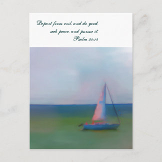 Postcard, Sailing Boat Bible Scripture, Seek Peace Postcard