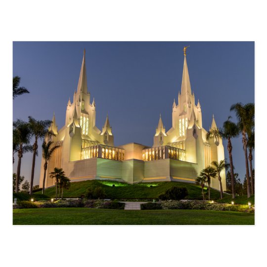 Postcard: San Diego LDS Temple Evening image Postcard | Zazzle.com