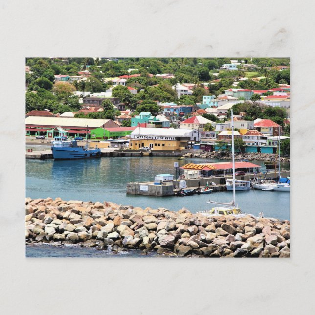 Postcard, St. Kitts - Boats & Buildings Postcard (Front)