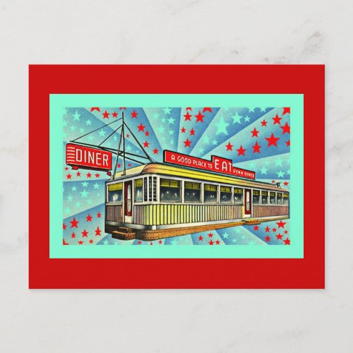 Postcard Stylized Retro Googie Mid_Century Diner