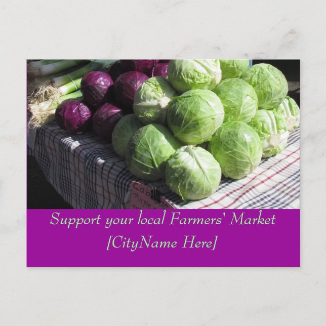 Postcard - Support Farmers Market - Cabbages (Front)