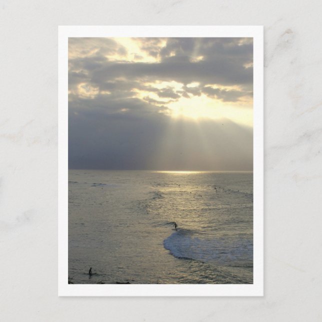 POSTCARD, SURFERS CATCHING THE LAST WAVES OF DAY POSTCARD (Front)