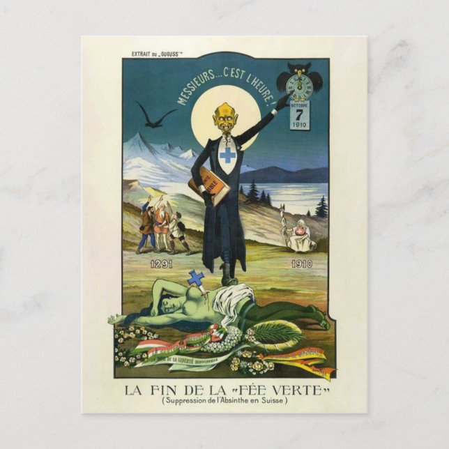 Postcard Swiss Absinthe Ban (Front)