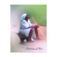 Postcard Template - Black Haitian woman sitting