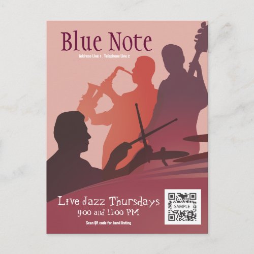 Postcard Template Event Jazz Band