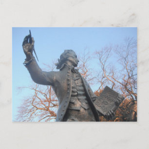 Postcard Thomas Paine Statue Holding RIghts Of Man