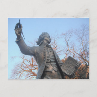 Postcard Thomas Paine Statue Holding RIghts Of Man