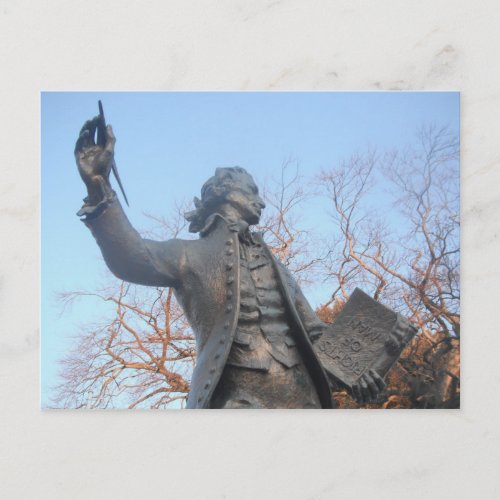 Postcard Thomas Paine Statue Holding RIghts Of Man