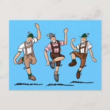 Postcard Three Dancing Lederhosen Bavarians by frankramspott at Zazzle