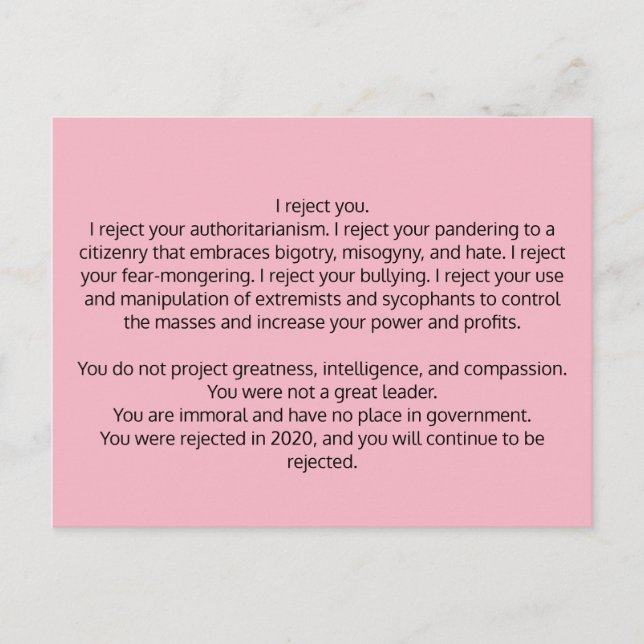 Postcard to Former President Trump (Front)