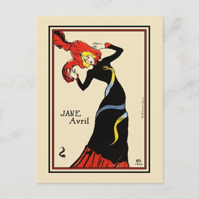 Postcard:  Toulouse Lautrec - Jane Avril Postcard (Front)