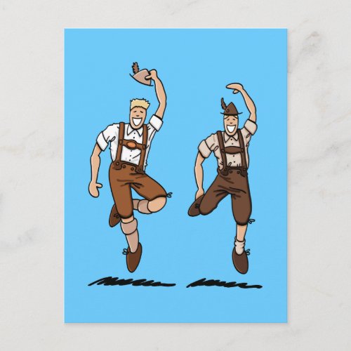 Postcard Two Dancing Lederhosen Bavarians