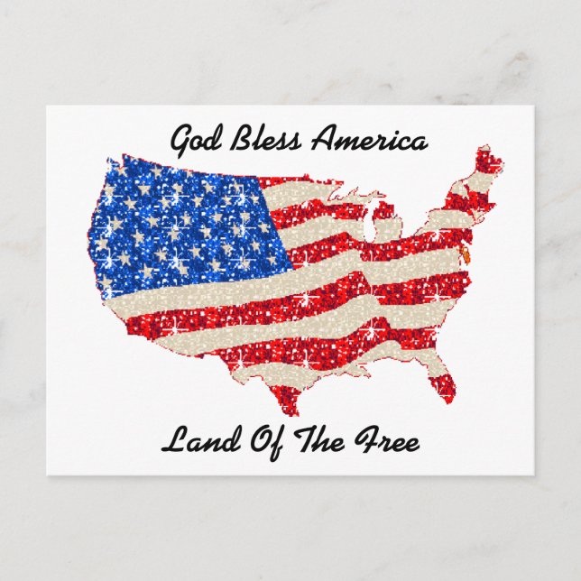 Postcard USA Flag God Bless America (Front)