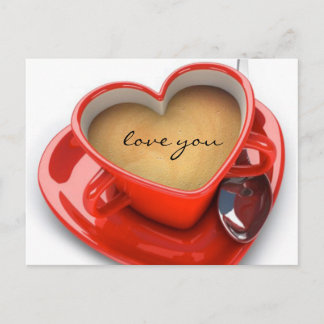 postcard, valentine's day, coffee, love holiday postcard