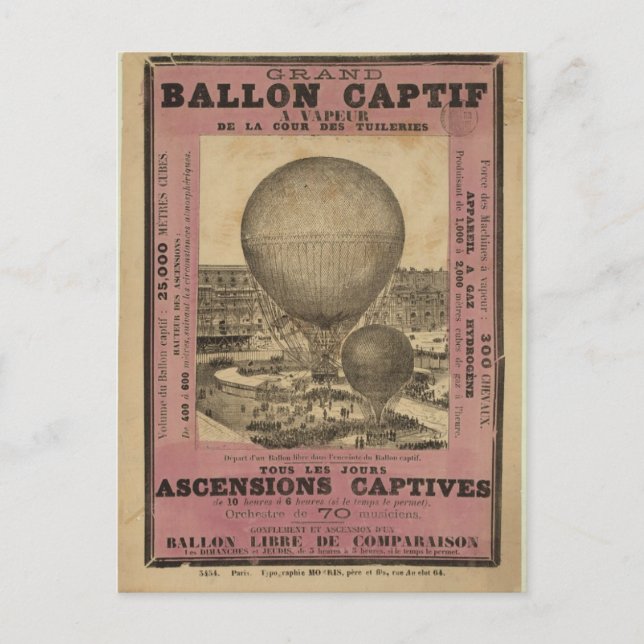 Postcard-Vintage Art-Hot Air Balloons 14 Postcard (Front)