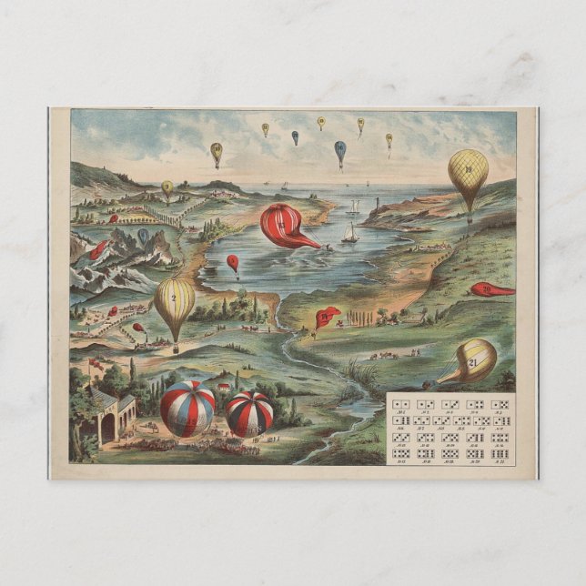 Postcard-Vintage Art-Hot Air Balloons 1 Postcard (Front)