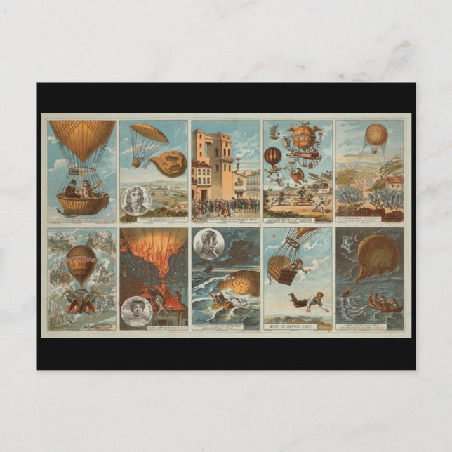 Postcard-Vintage Art-Hot Air Balloons 9 Postcard (Front)