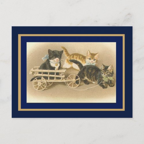 Postcard Vintage Cats And Cart