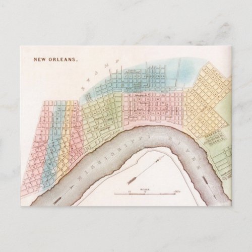Postcard Vintage City of New Orleans Louisiana map