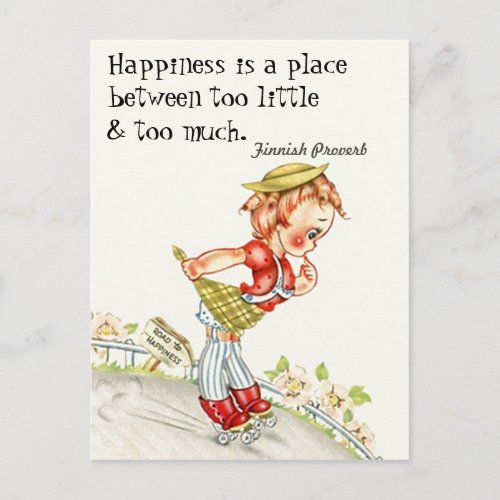 Postcard Vintage Finnish Proverb Happiness Place