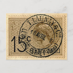 Postcard - Vintage French Postage Stamp illustrat