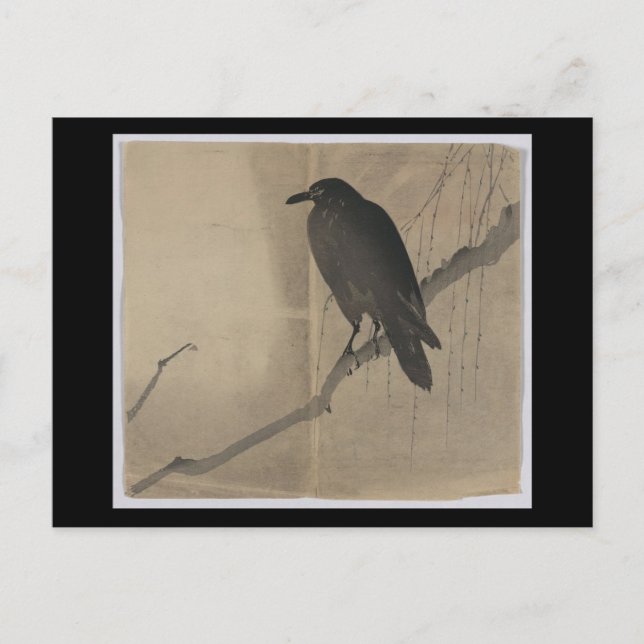 Postcard-Vintage Japanese Art-Yanagi ni karasu Postcard (Front)