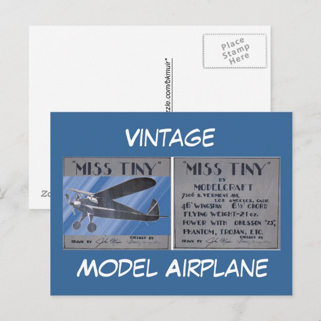 Postcard - Vintage, Model Airplane (Front/Back)