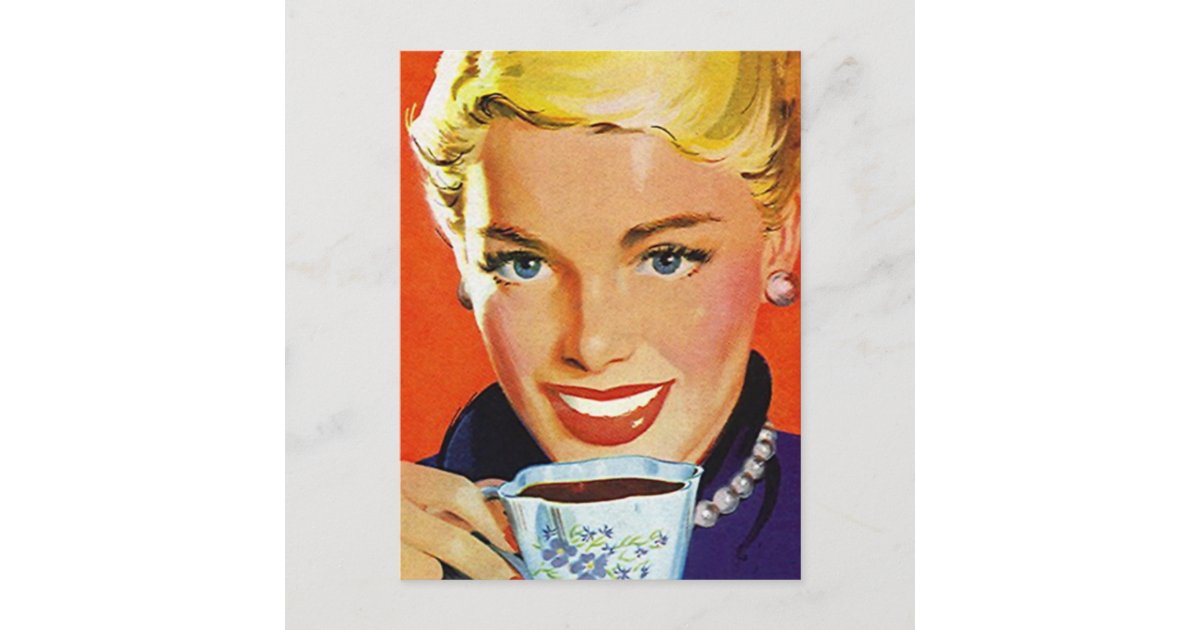 Postcard Vintage Retro Coffee Klatch Klatsch PC Zazzle