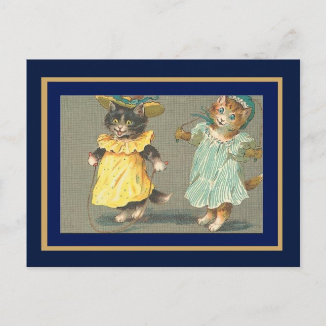 Postcard Vintage Skipping Cats (Front)