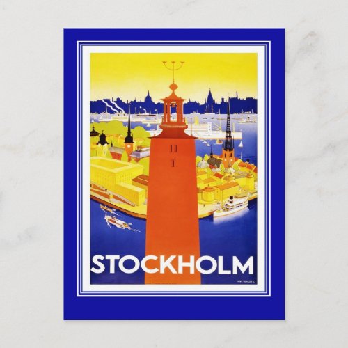 Postcard Vintage Travel Stockholm