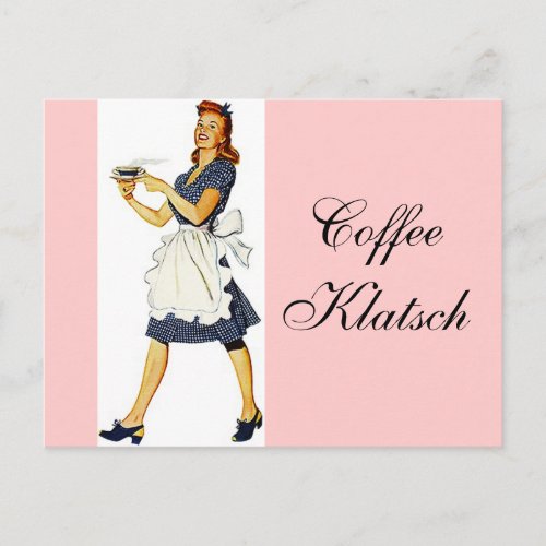 Postcard  Vintage Waitress Coffee Klatsch Invite