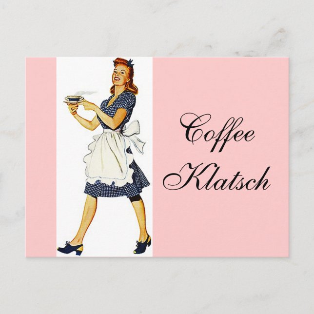 Postcard  Vintage Waitress Coffee Klatsch Invite (Front)