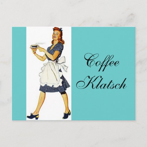 Postcard  Vintage Waitress Coffee Klatsch Invite