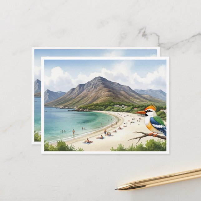 Postcard Volcano & Feather (Front/Back In Situ)