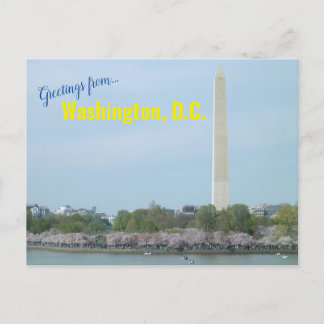 Postcard - Washington Monument and Cherry Blossoms