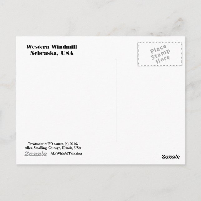 Postcard - Western Windmill (Daytime) (Back)