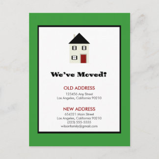 POSTCARD: We've Moved! Classic House (green) Announcement Postcard
