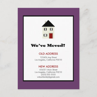 POSTCARD: We've Moved! Classic House (purple) Announcement Postcard