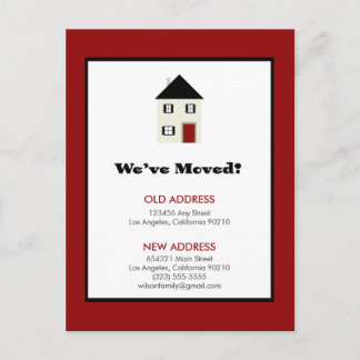 POSTCARD: We've Moved! Classic House (red) Announcement Postcard