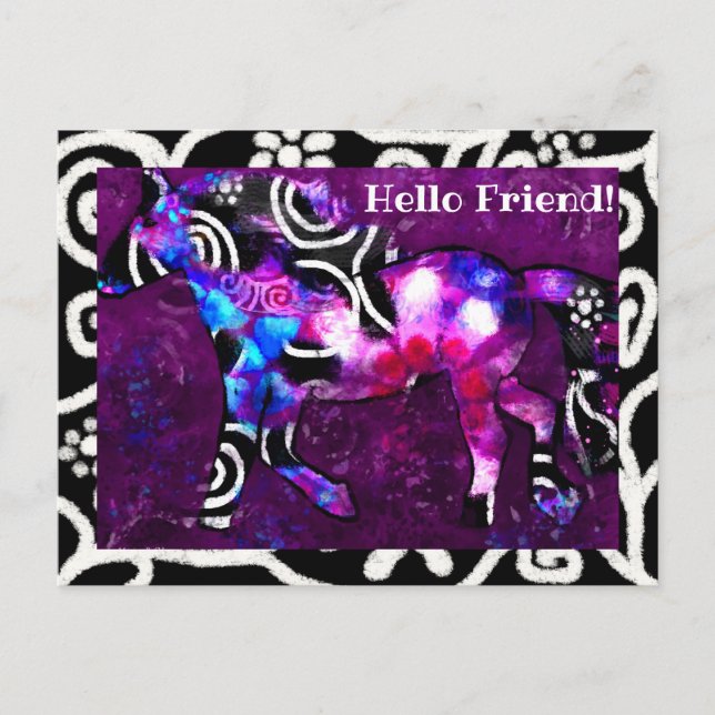 Postcard - Whimsical Abstract Horse Painting (Front)