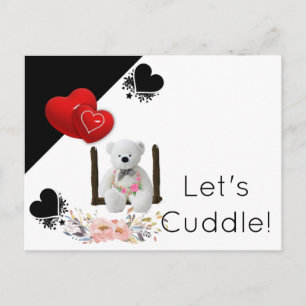 Postcard White Teddy Bear Floral